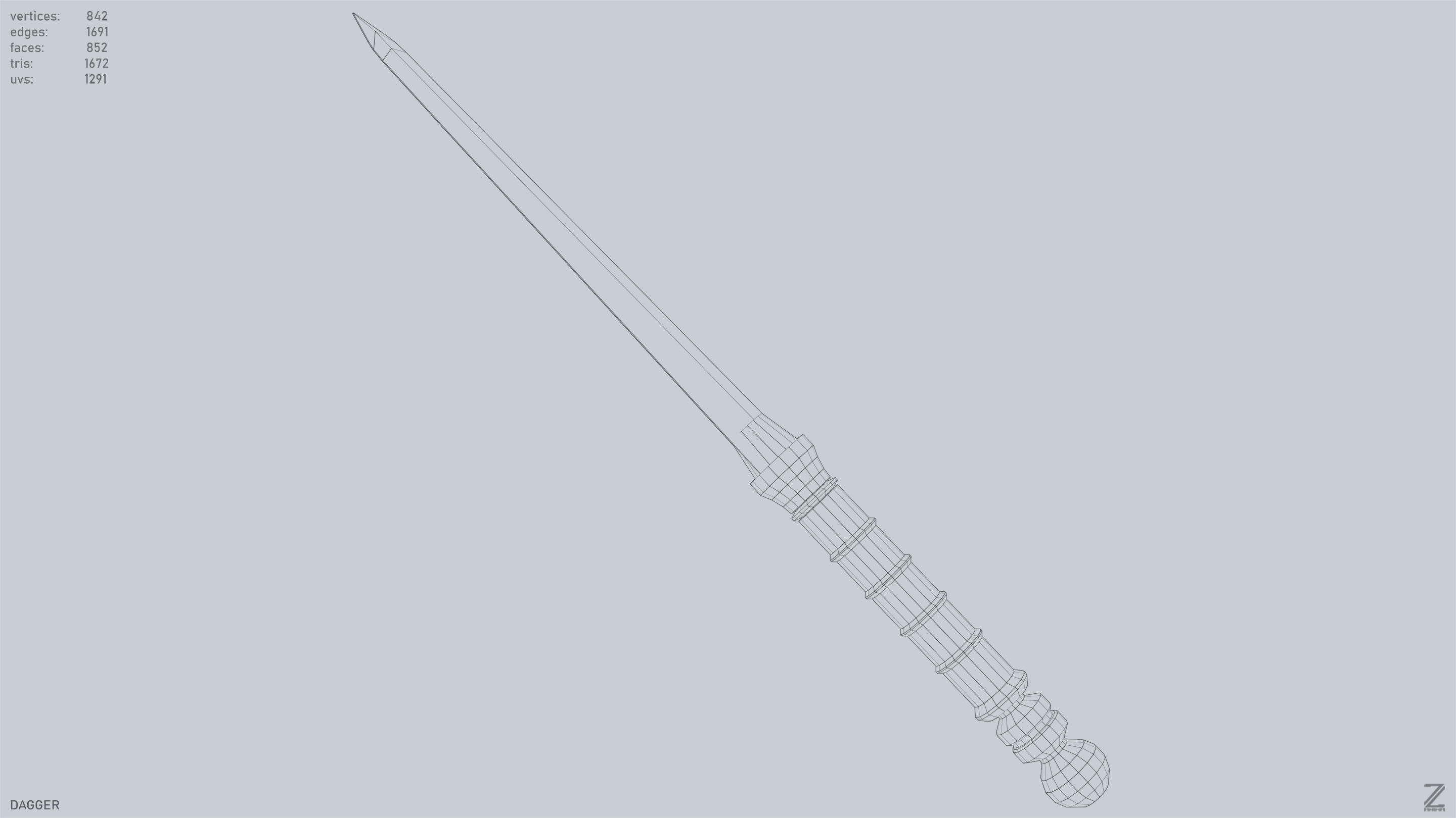 Dagger Low-poly 3D model_15
