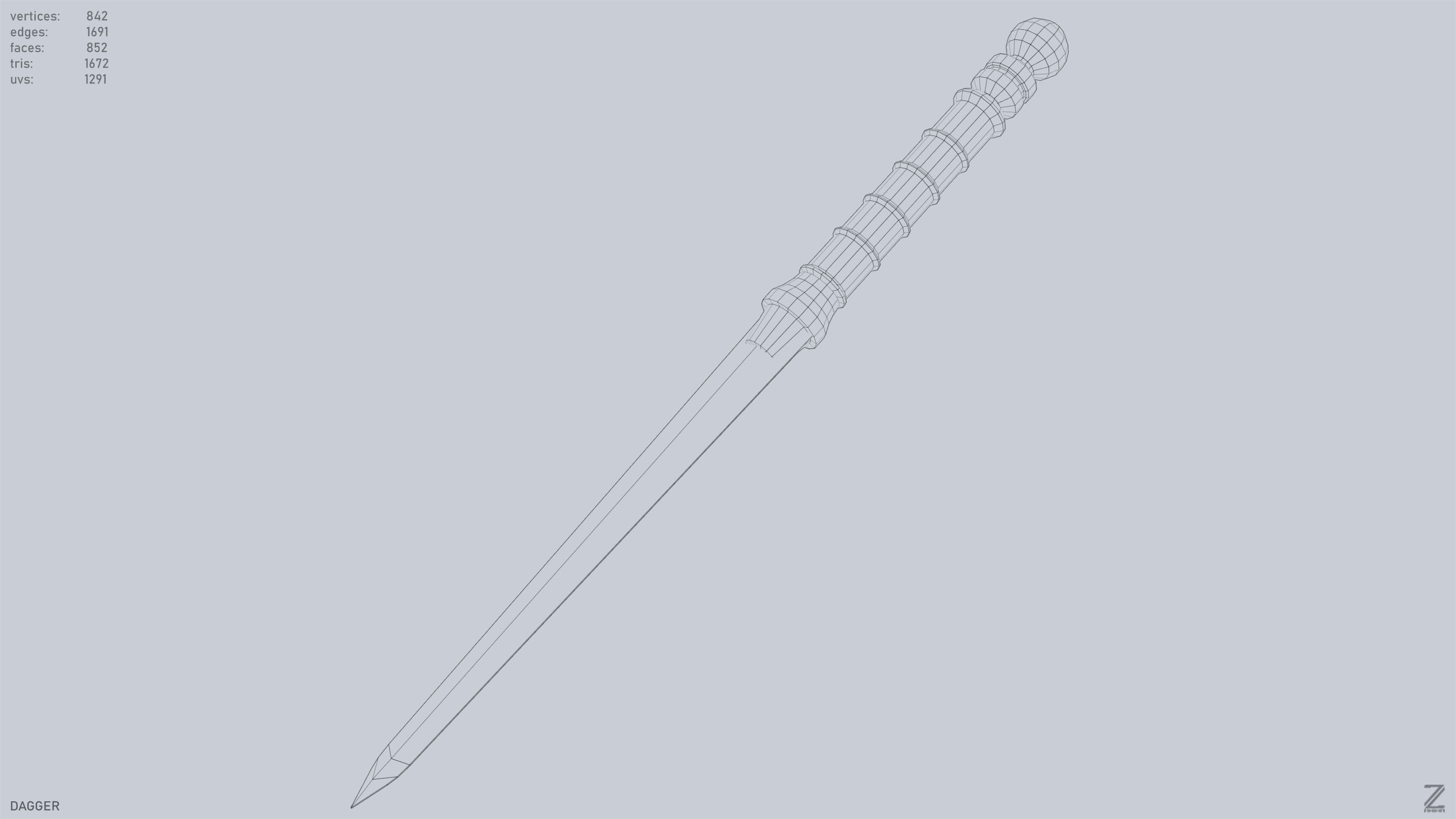 Dagger Low-poly 3D model_12