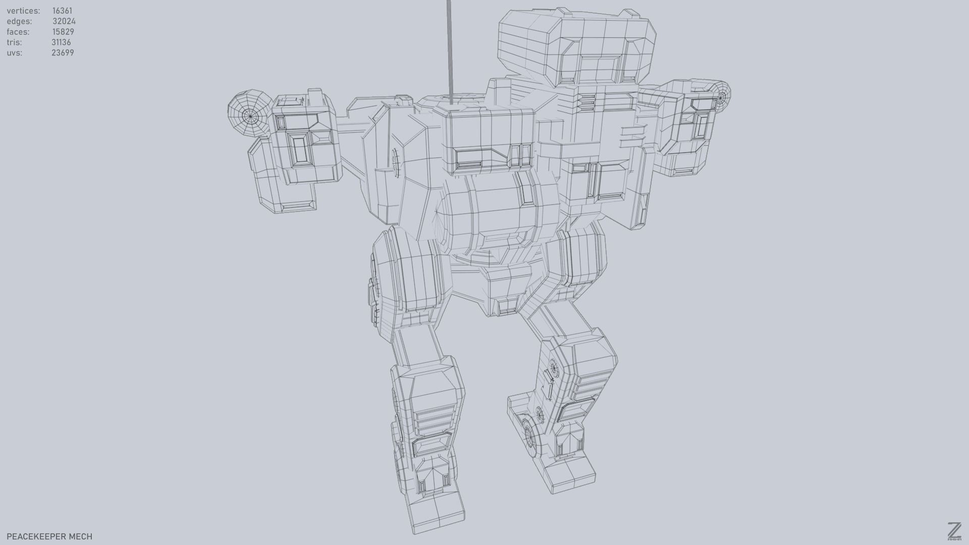 Peacekeeper Mech Low-poly 3D model_12