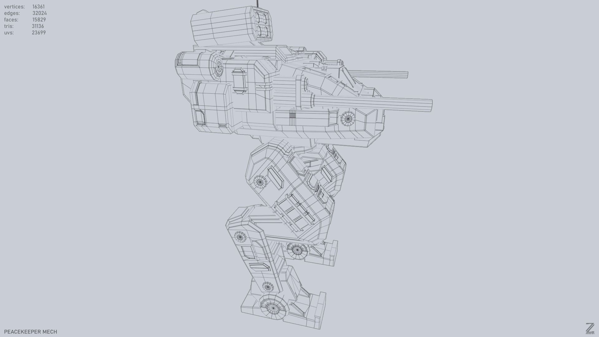 Peacekeeper Mech Low-poly 3D model_14