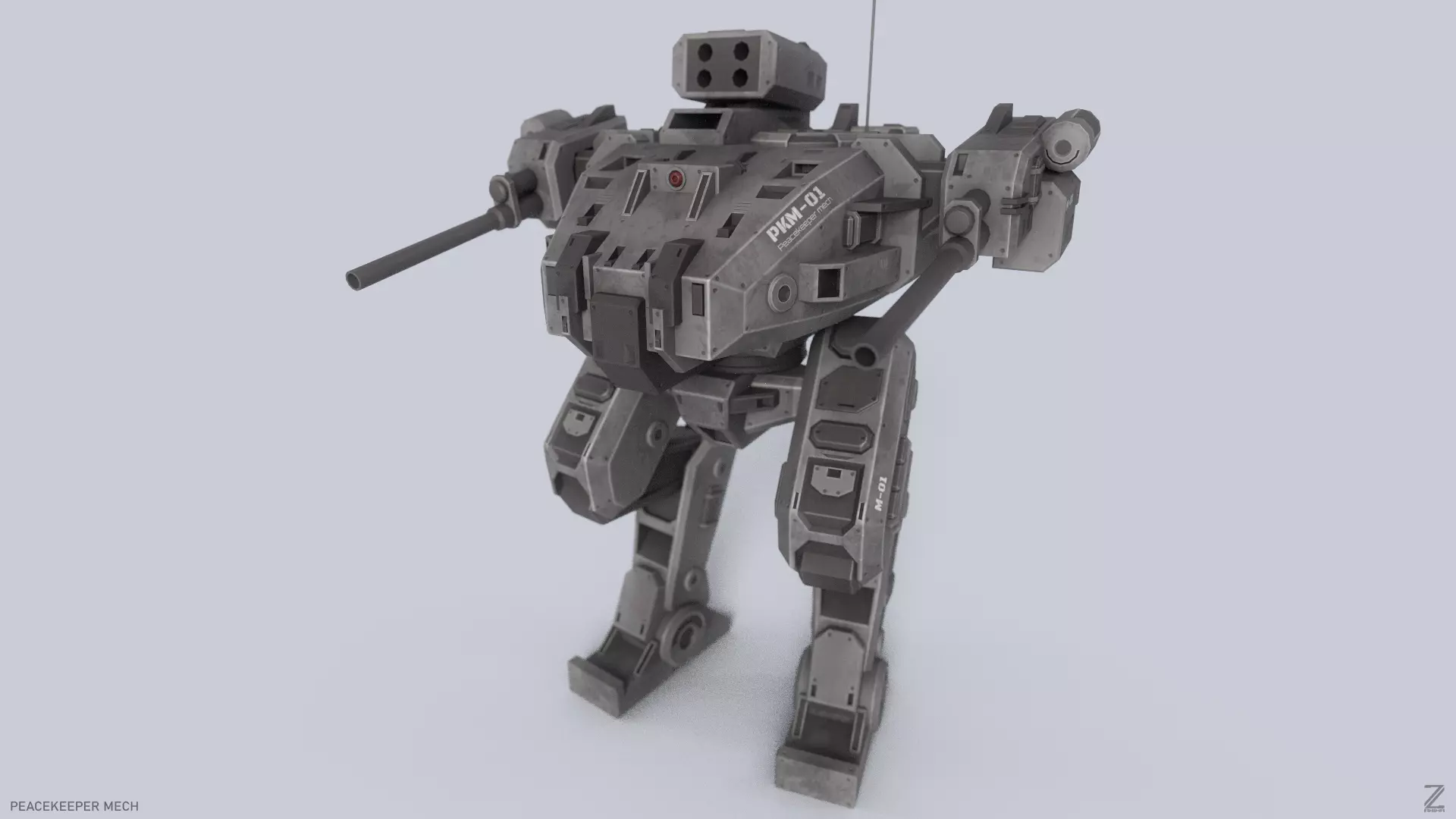 Peacekeeper Mech Low-poly 3D model_0