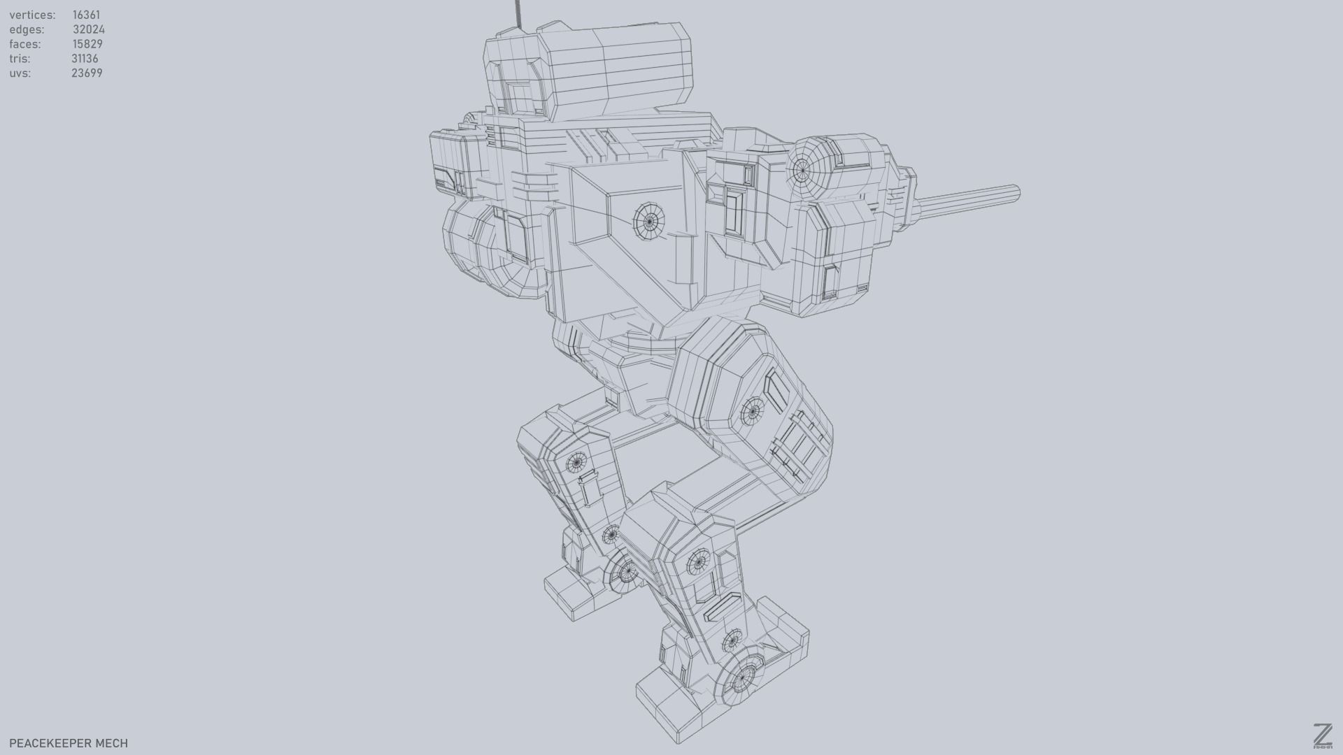 Peacekeeper Mech Low-poly 3D model_13