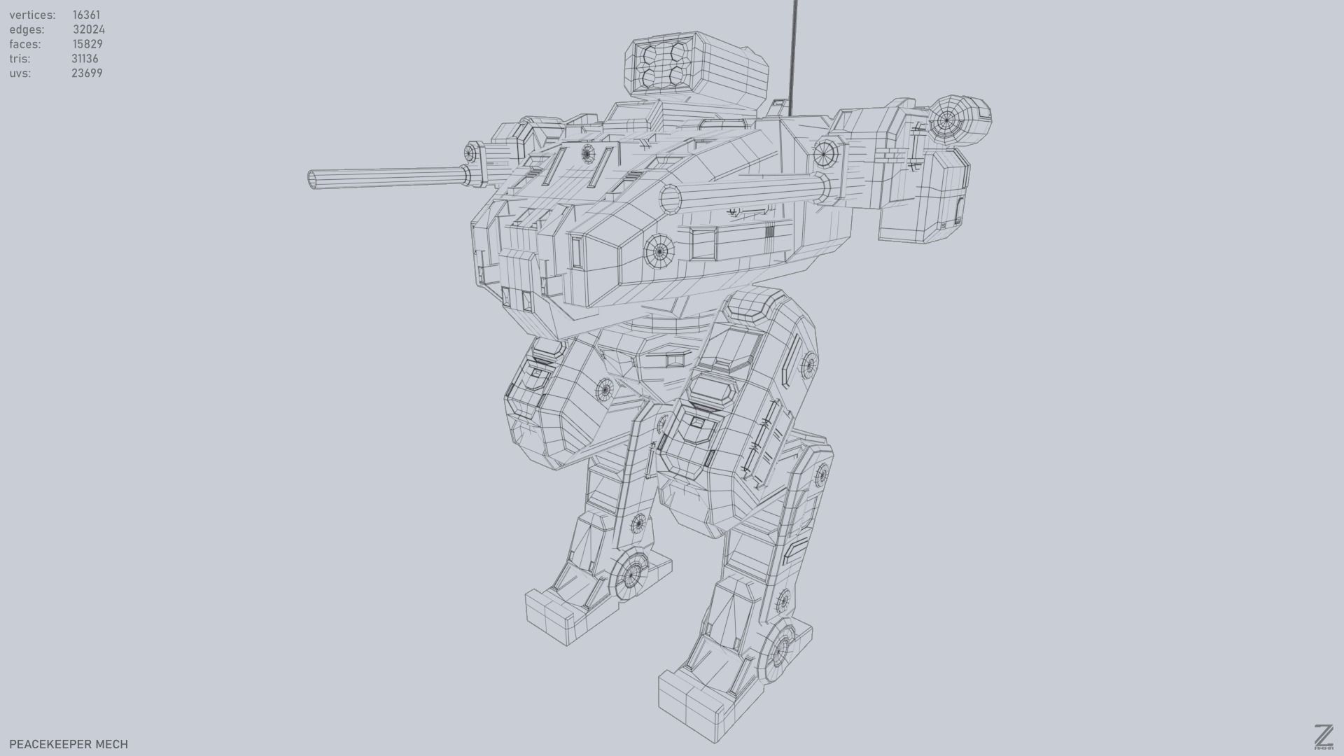 Peacekeeper Mech Low-poly 3D model_9