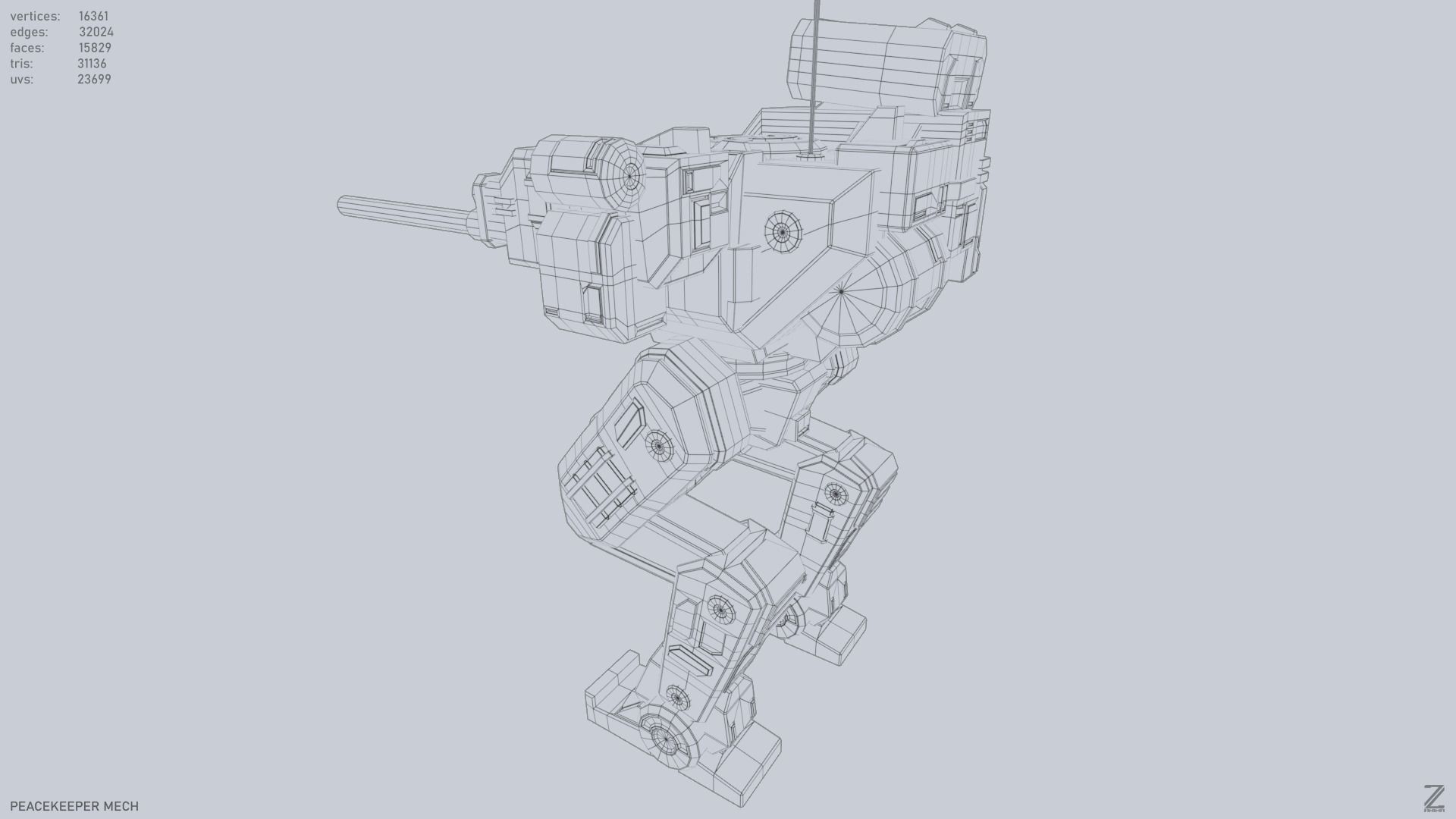 Peacekeeper Mech Low-poly 3D model_11