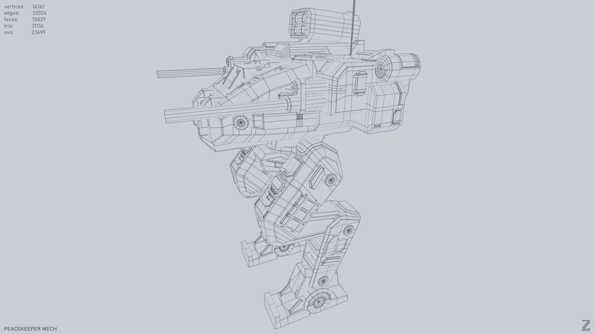 Peacekeeper Mech Low-poly 3D model_10