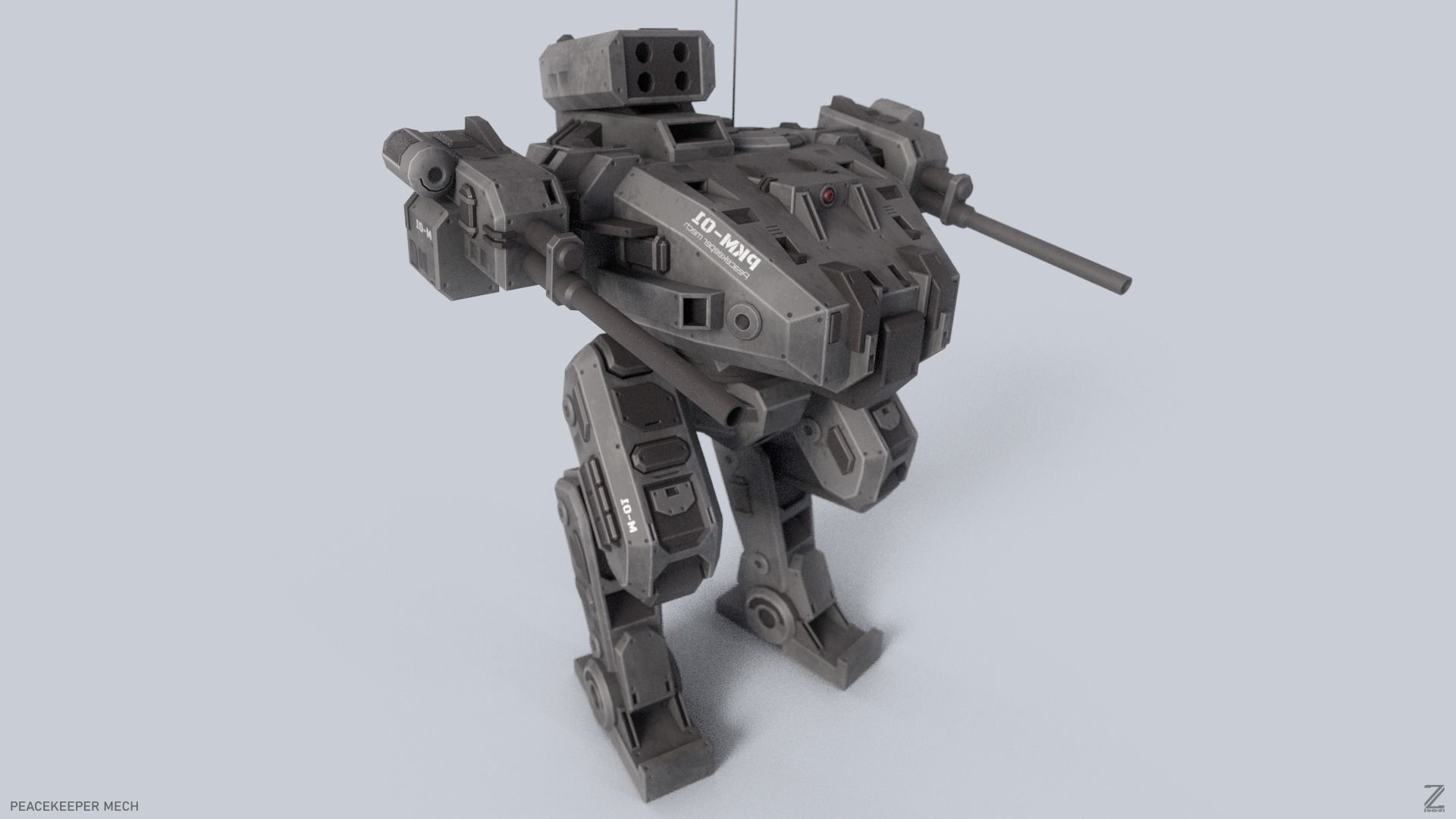 Peacekeeper Mech Low-poly 3D model_8