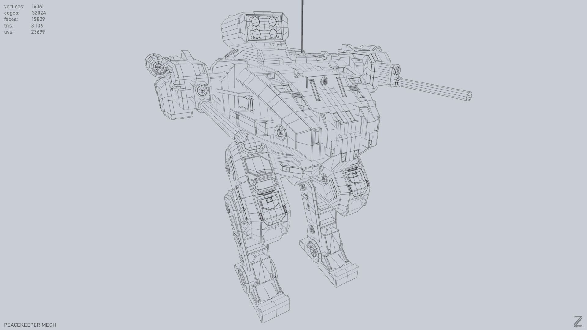 Peacekeeper Mech Low-poly 3D model_15
