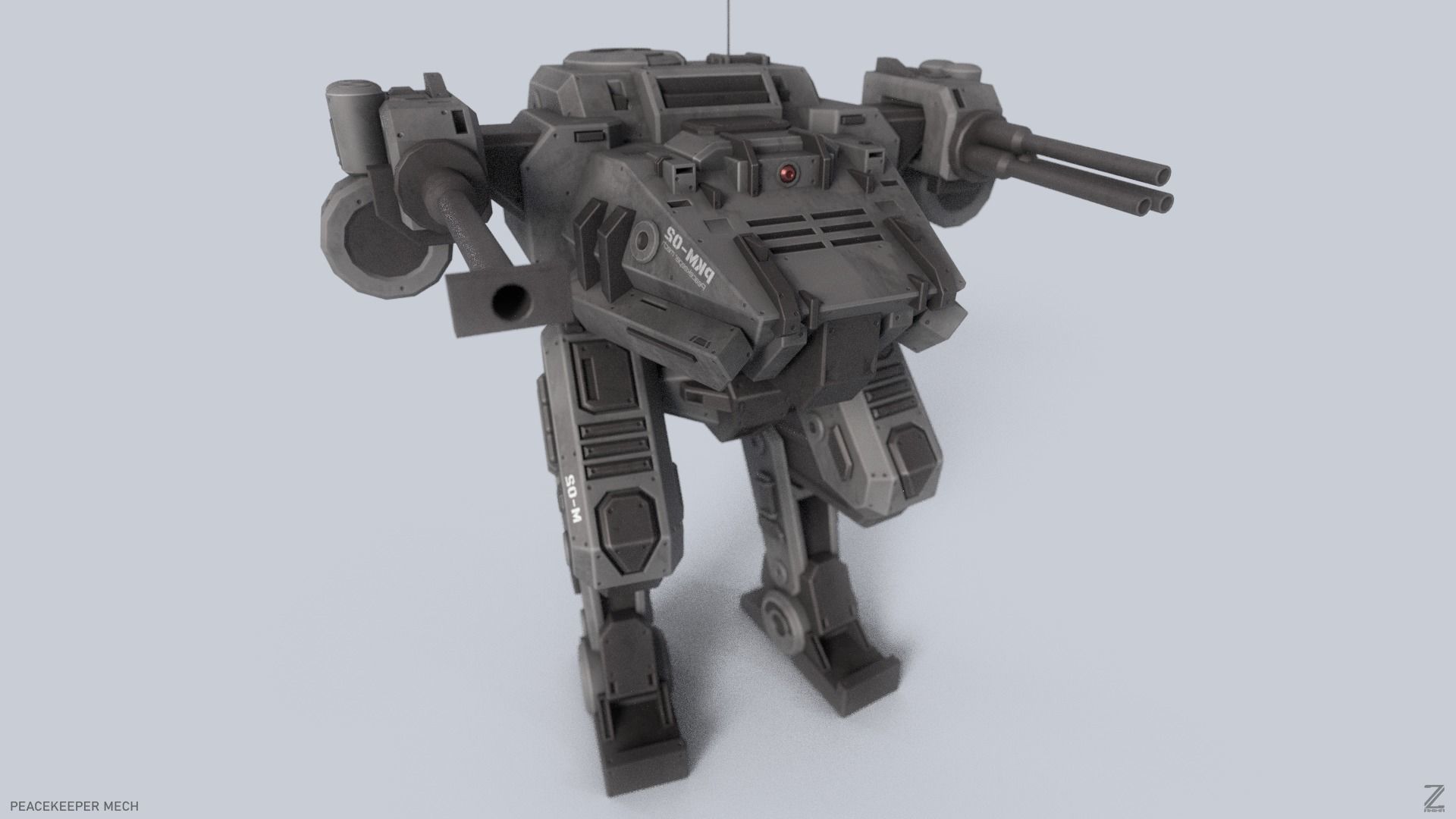 Peacekeeper Mech Low-poly 3D model_8