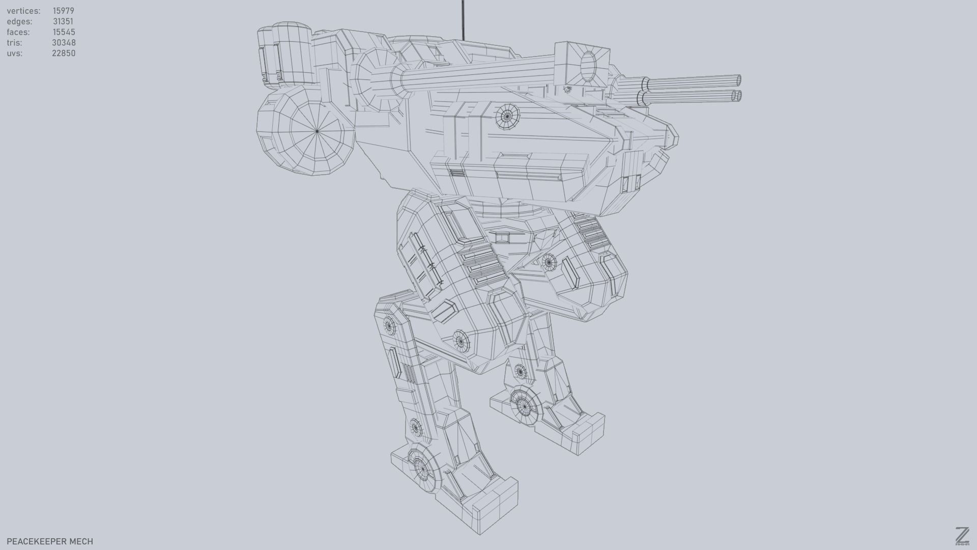 Peacekeeper Mech Low-poly 3D model_15