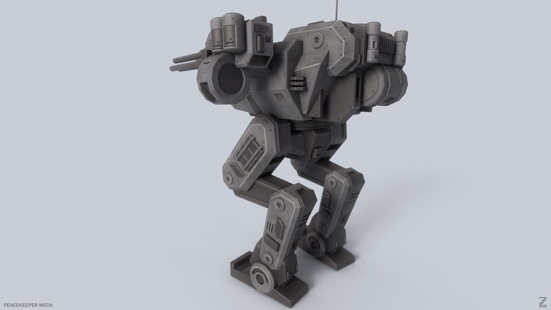 Peacekeeper Mech Low-poly 3D model_4