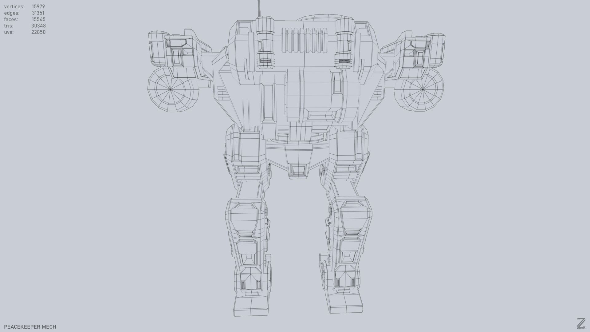 Peacekeeper Mech Low-poly 3D model_13