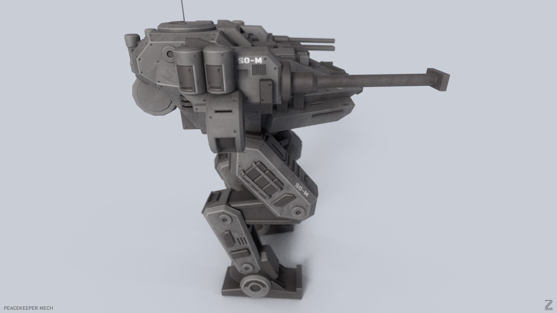 Peacekeeper Mech Low-poly 3D model_7