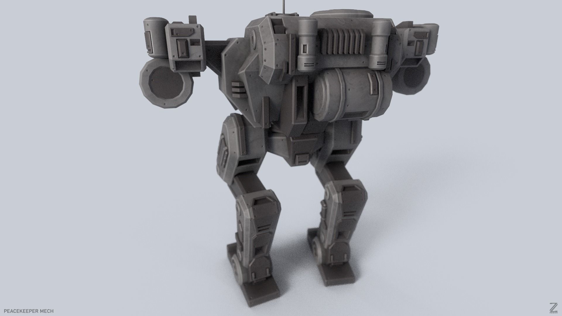 Peacekeeper Mech Low-poly 3D model_5