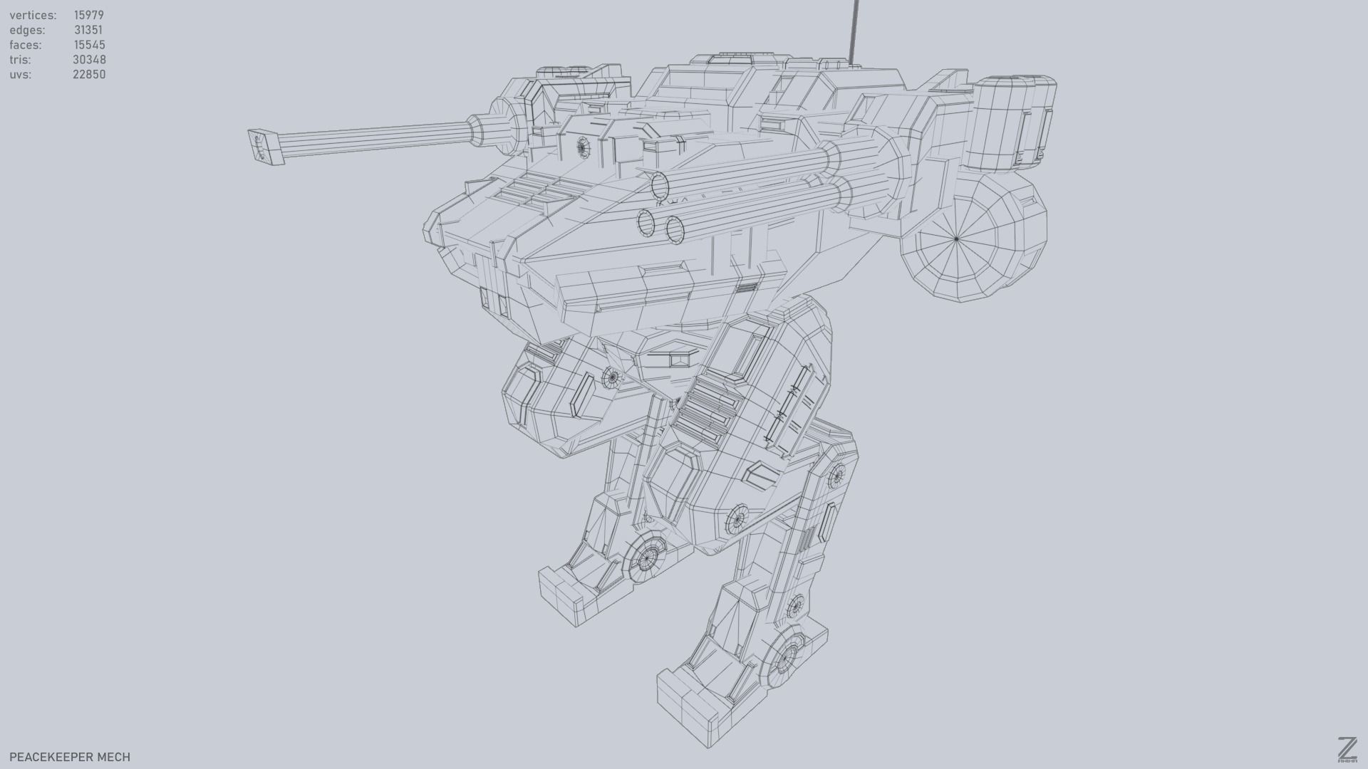 Peacekeeper Mech Low-poly 3D model_9