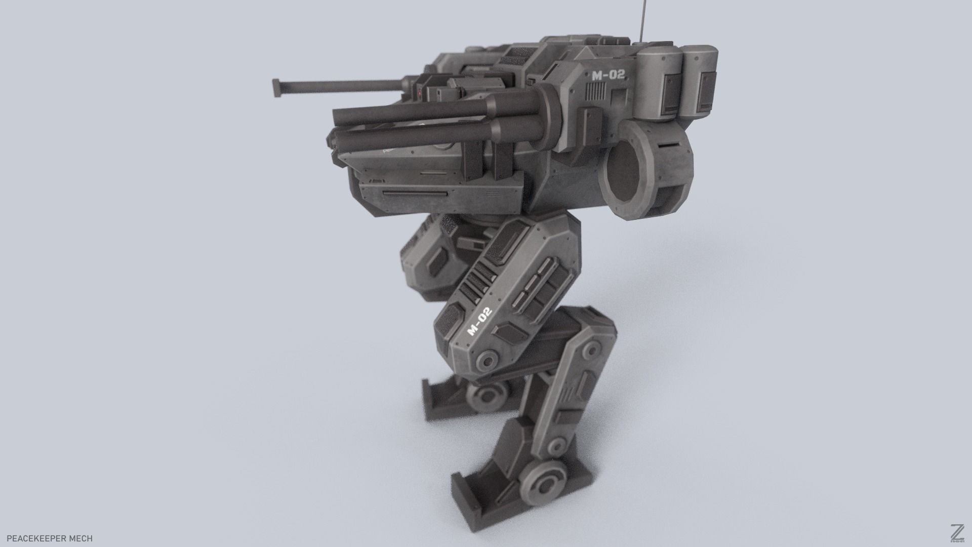 Peacekeeper Mech Low-poly 3D model_2