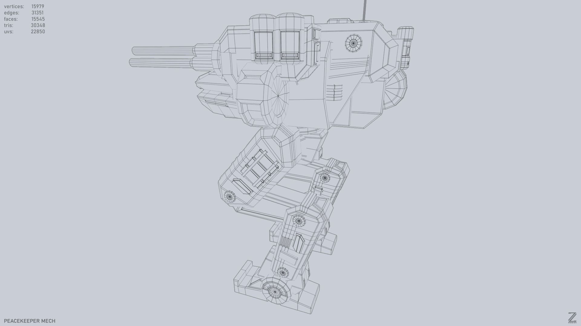 Peacekeeper Mech Low-poly 3D model_11