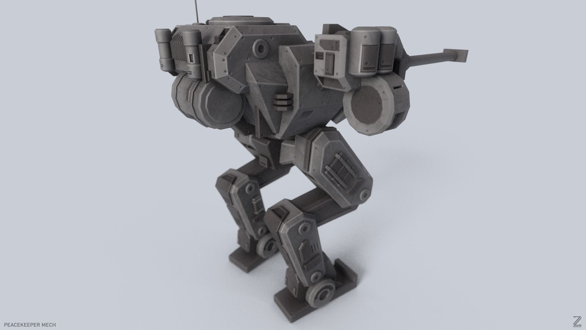 Peacekeeper Mech Low-poly 3D model_6