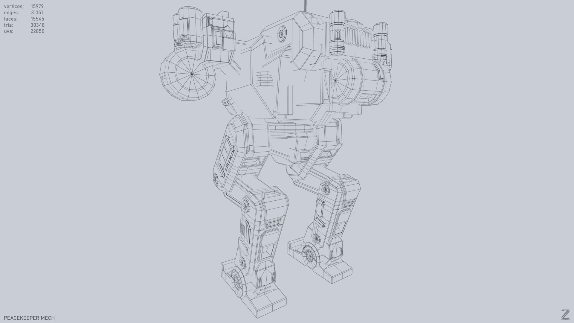 Peacekeeper Mech Low-poly 3D model_12