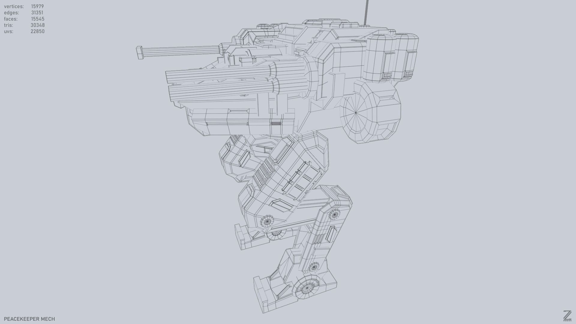 Peacekeeper Mech Low-poly 3D model_10