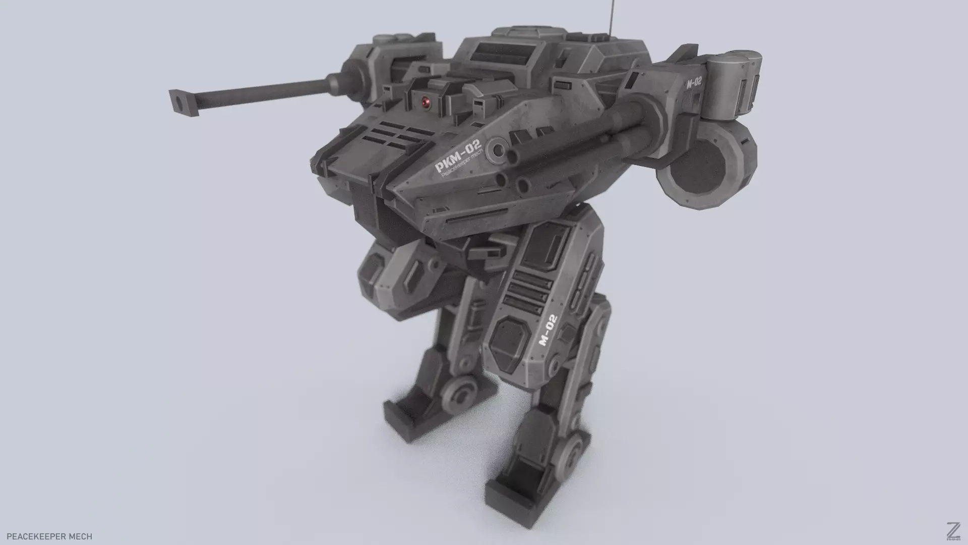 Peacekeeper Mech Low-poly 3D model_0