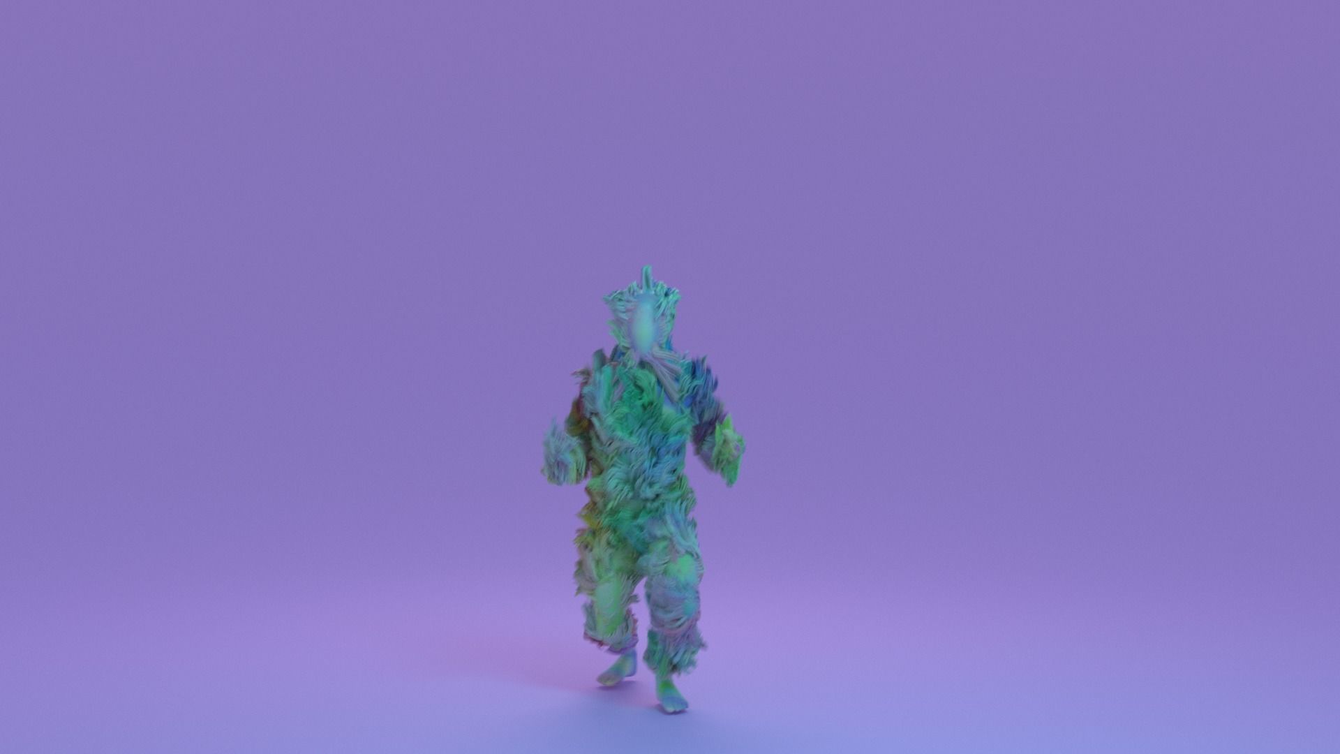 CG Human Dancing Animation Hair or Fur Sim Blender Demo MoCap 3D model_4