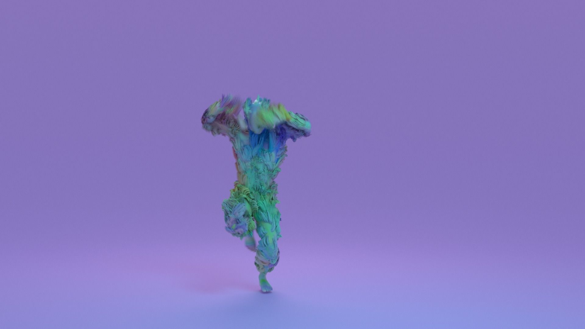 CG Human Dancing Animation Hair or Fur Sim Blender Demo MoCap 3D model_5