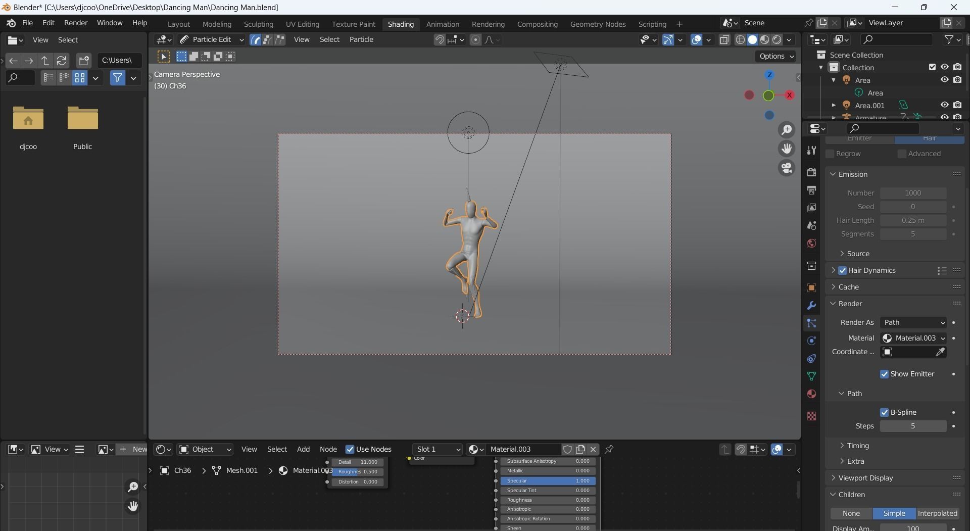 CG Human Dancing Animation Hair or Fur Sim Blender Demo MoCap 3D model_3