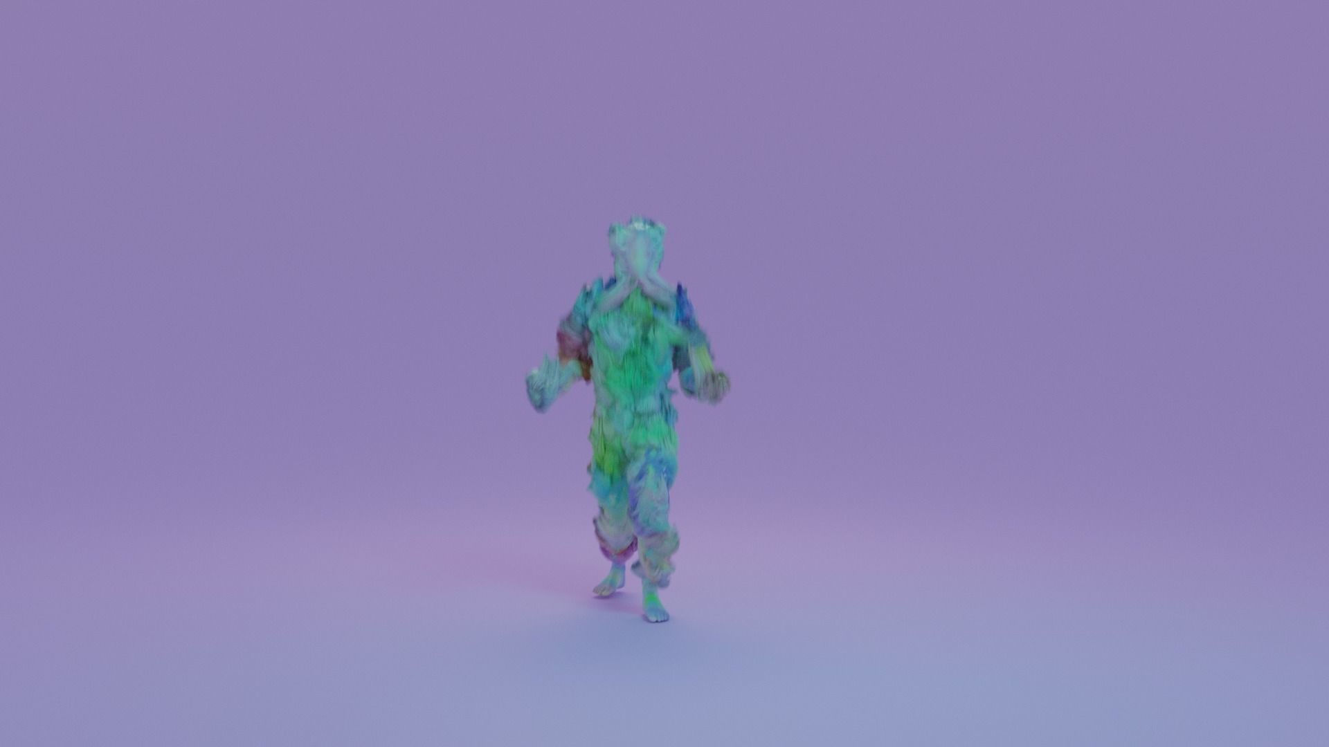 CG Human Dancing Animation Hair or Fur Sim Blender Demo MoCap 3D model_7