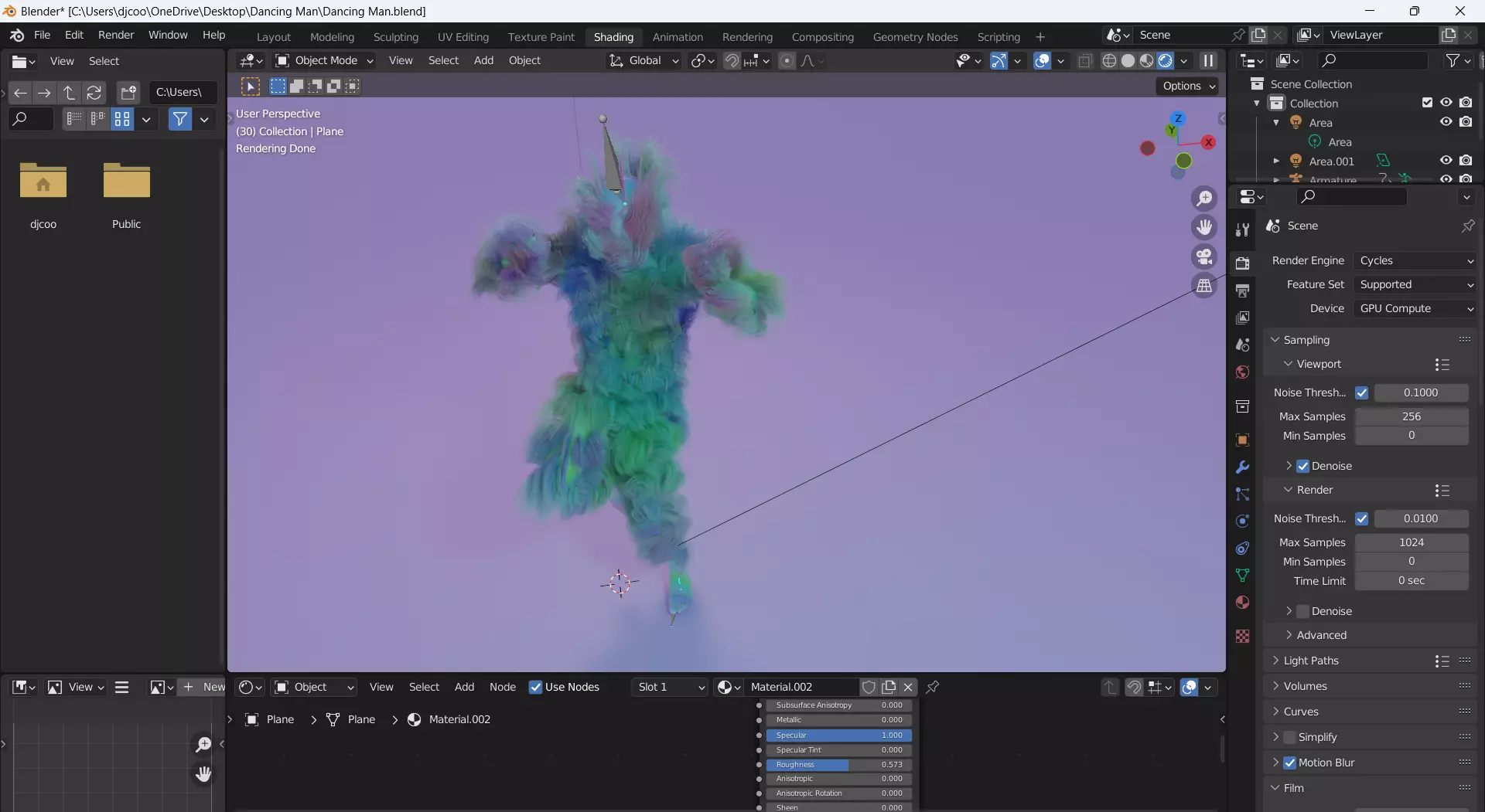 CG Human Dancing Animation Hair or Fur Sim Blender Demo MoCap 3D model_0