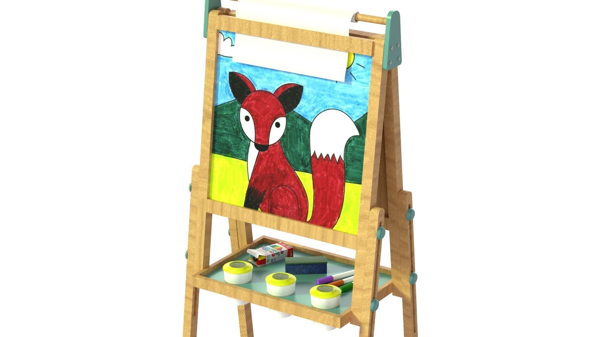 art easel Low-poly 3D model_1