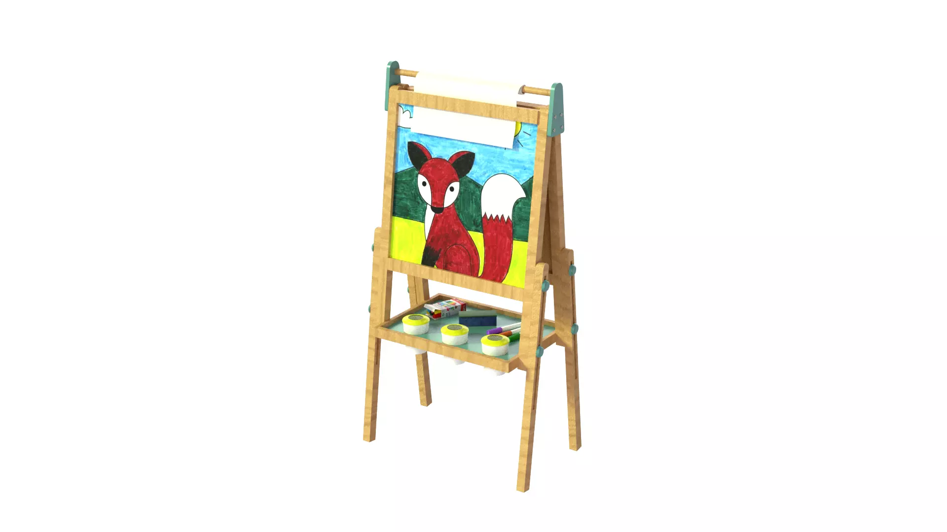 art easel Low-poly 3D model_0