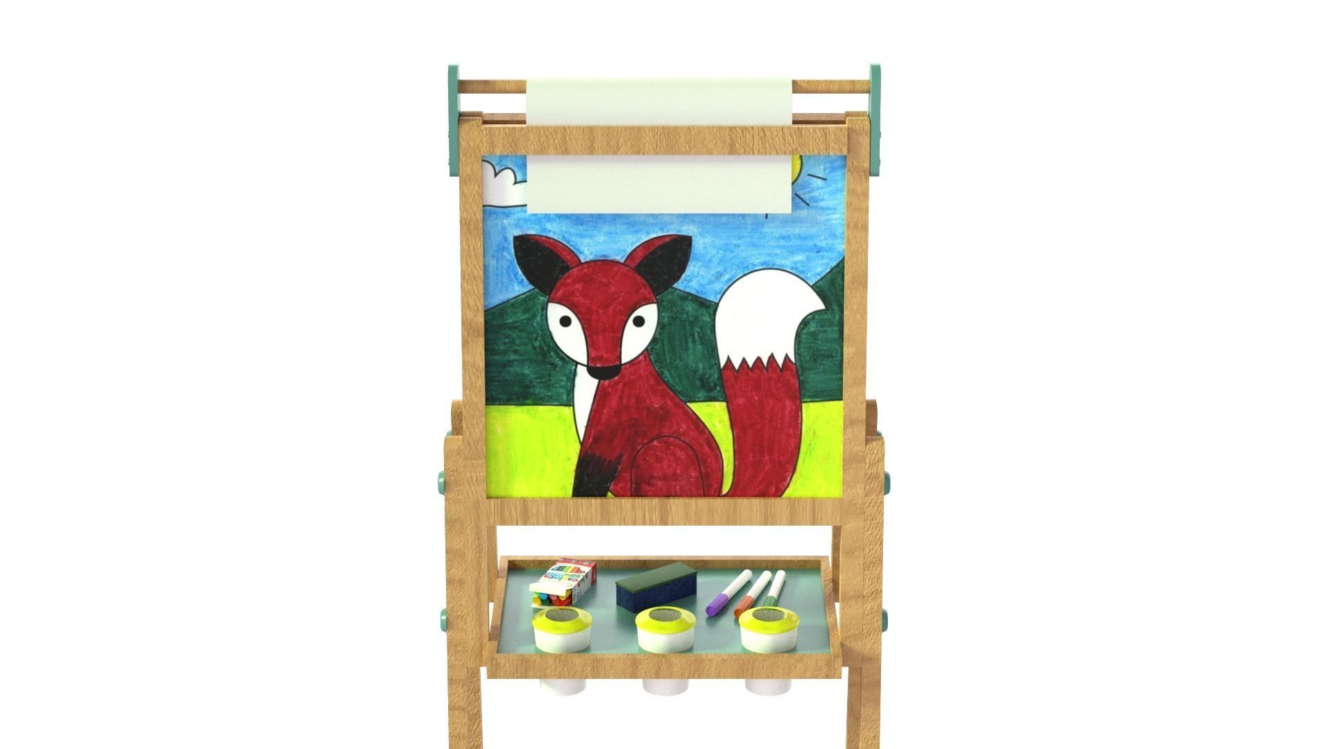 art easel Low-poly 3D model_2