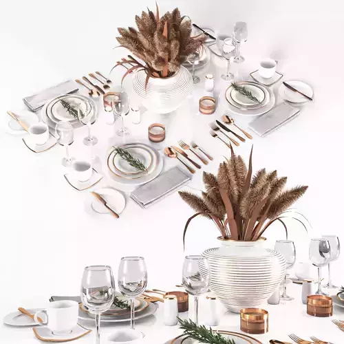 Table setting in white colors