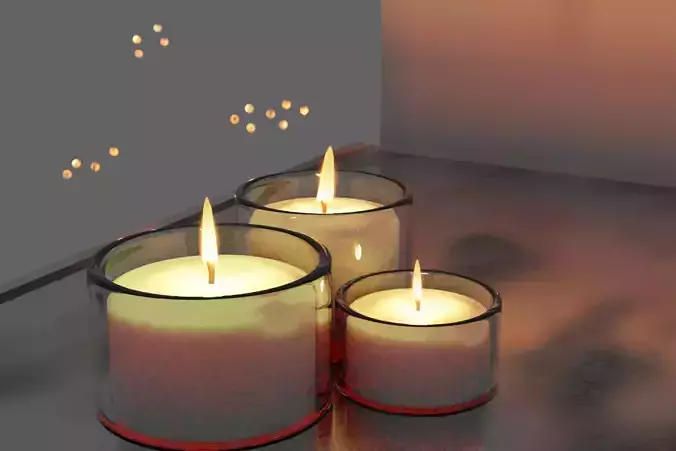 Candles three on table