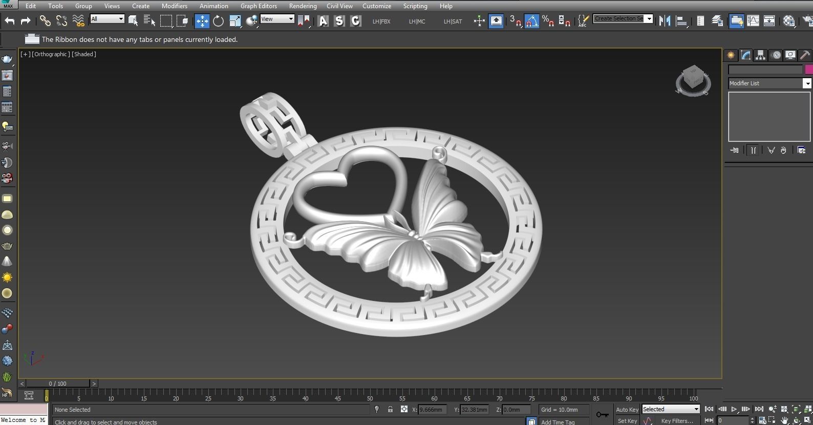 Butterfly pendant jewelry gold necklace medallion 3D print model_5