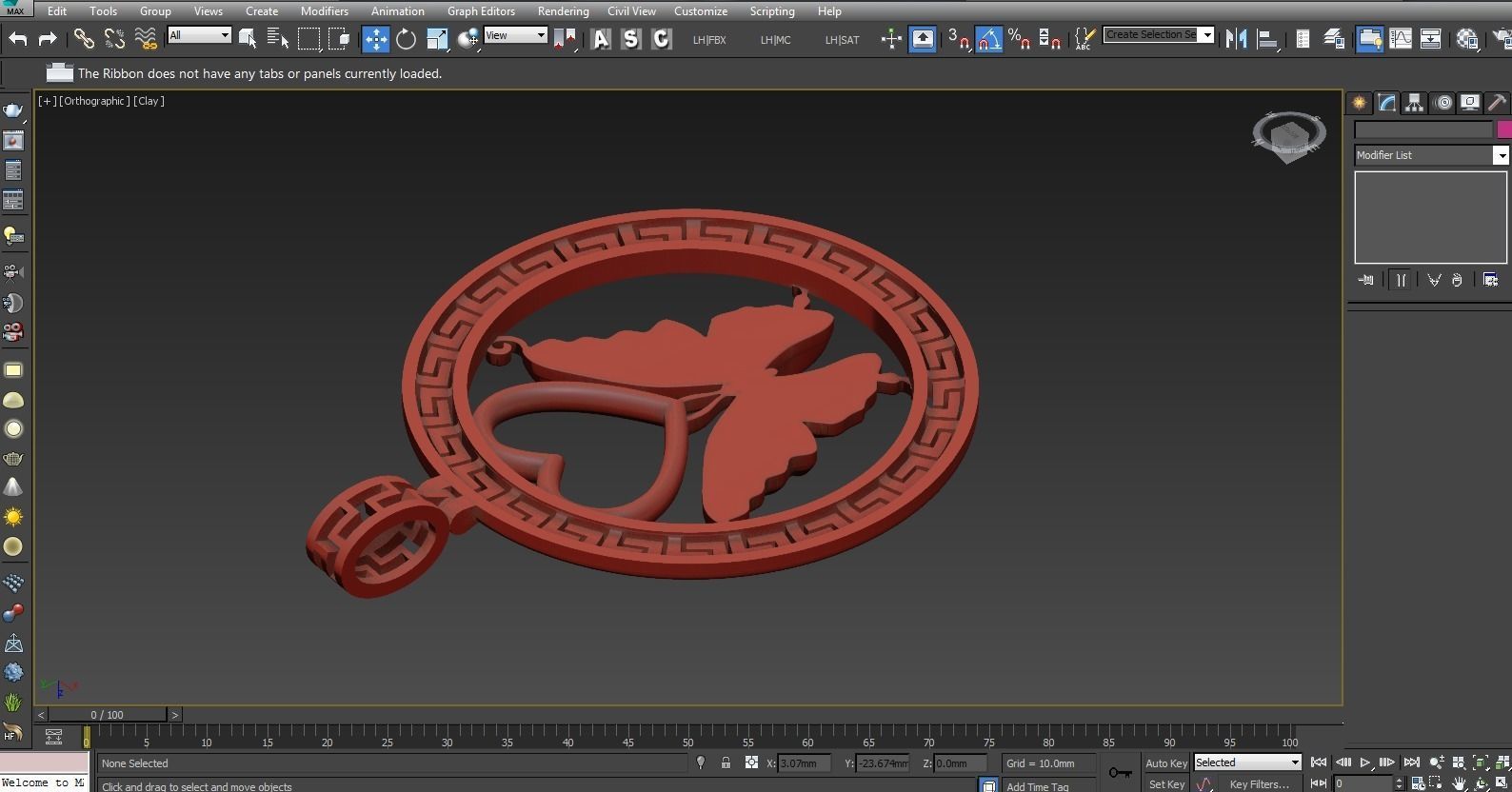 Butterfly pendant jewelry gold necklace medallion 3D print model_7