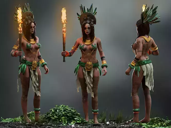 Mayan Girl Low-poly 3D model