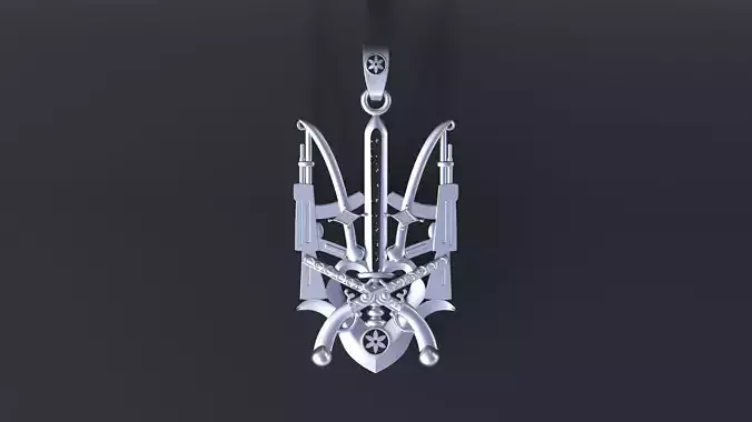 Pendant with Trident Symbol of Ukraine cnc model or  