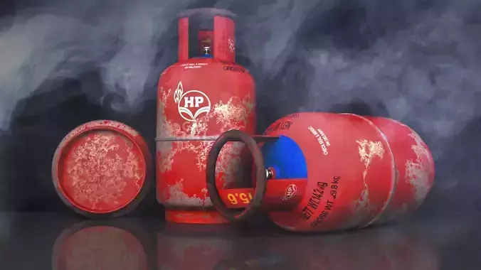 HP GAS CYLINDER RUSTY 3d model Low-poly 3D model