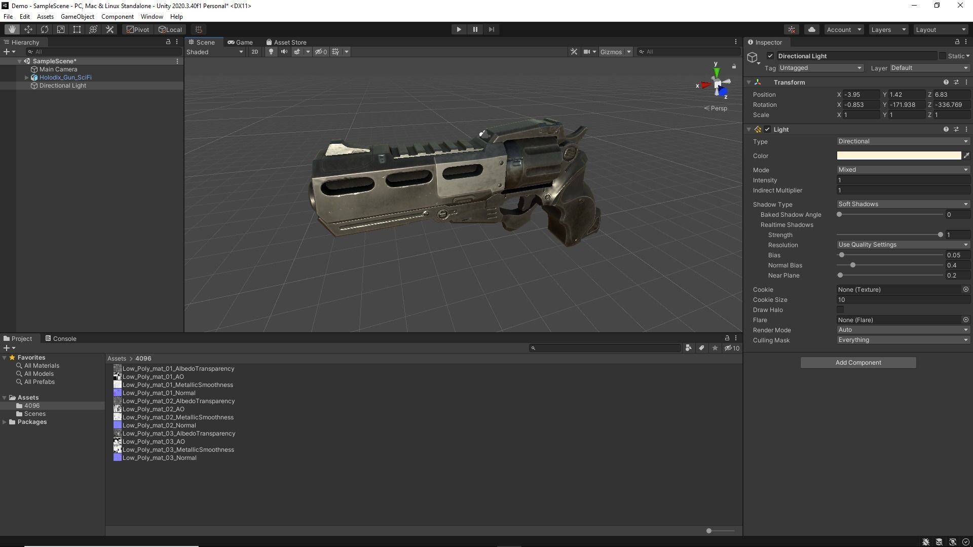 Gun Scifi Holodix - Game Ready Low-poly 3D model_7