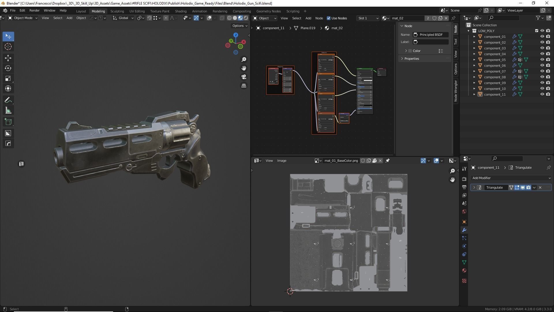 Gun Scifi Holodix - Game Ready Low-poly 3D model_16
