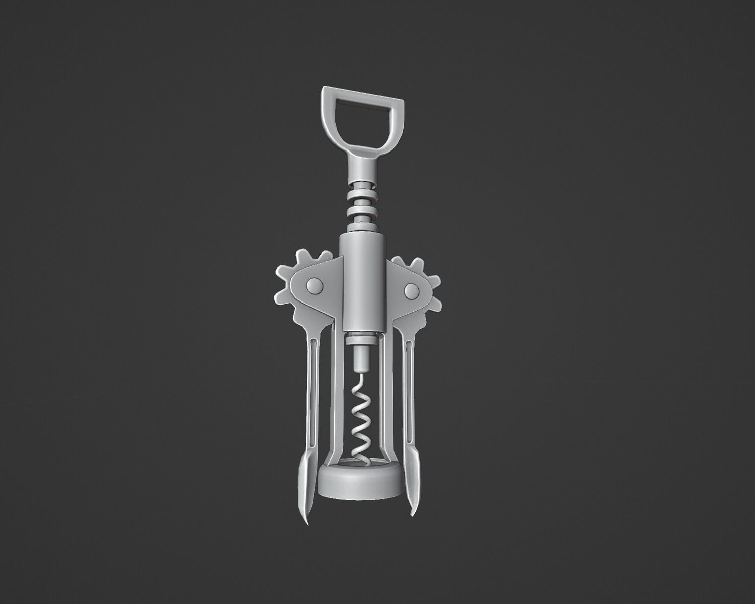 Corkscrew wine Low-poly 3D model_6