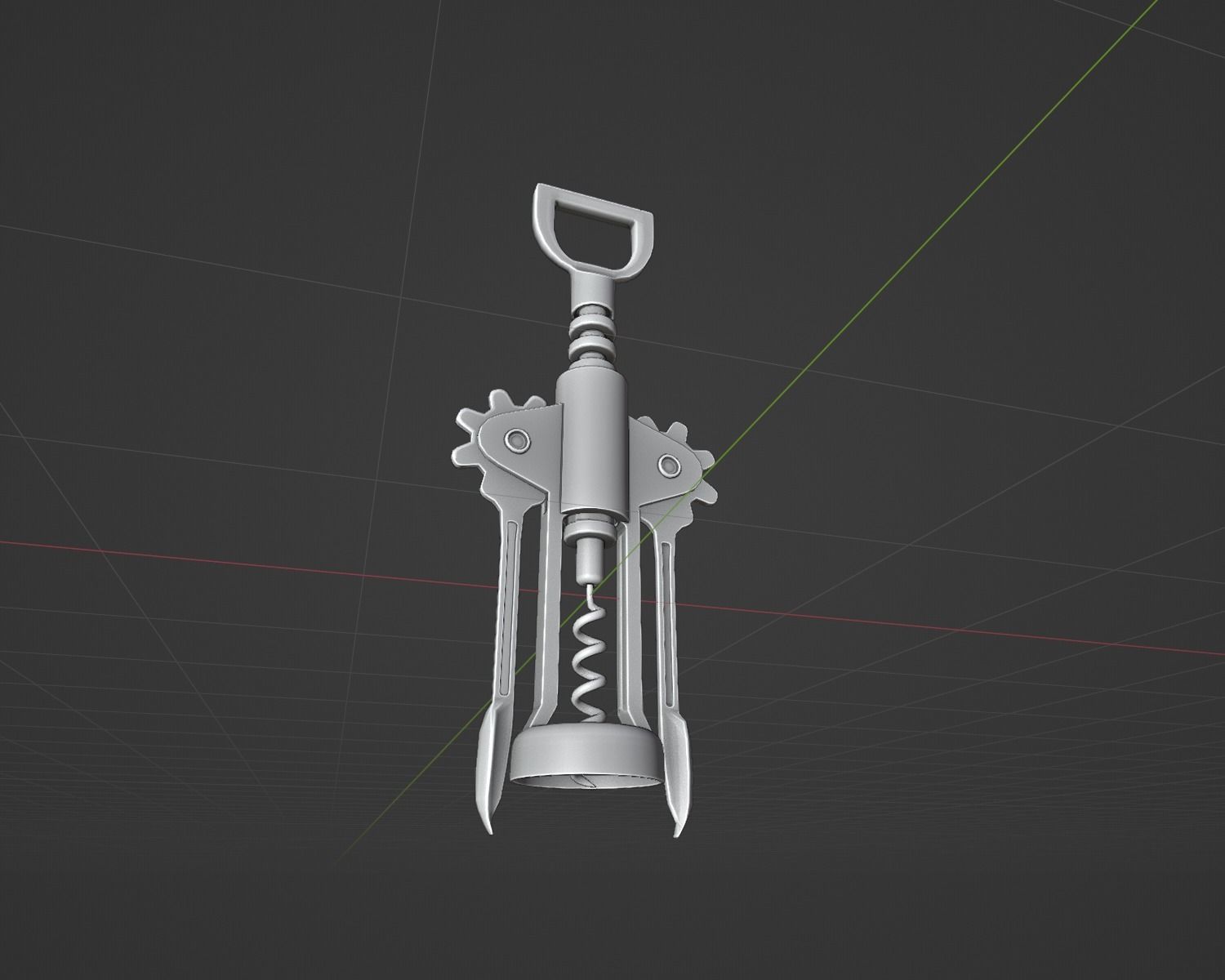 Corkscrew wine Low-poly 3D model_7