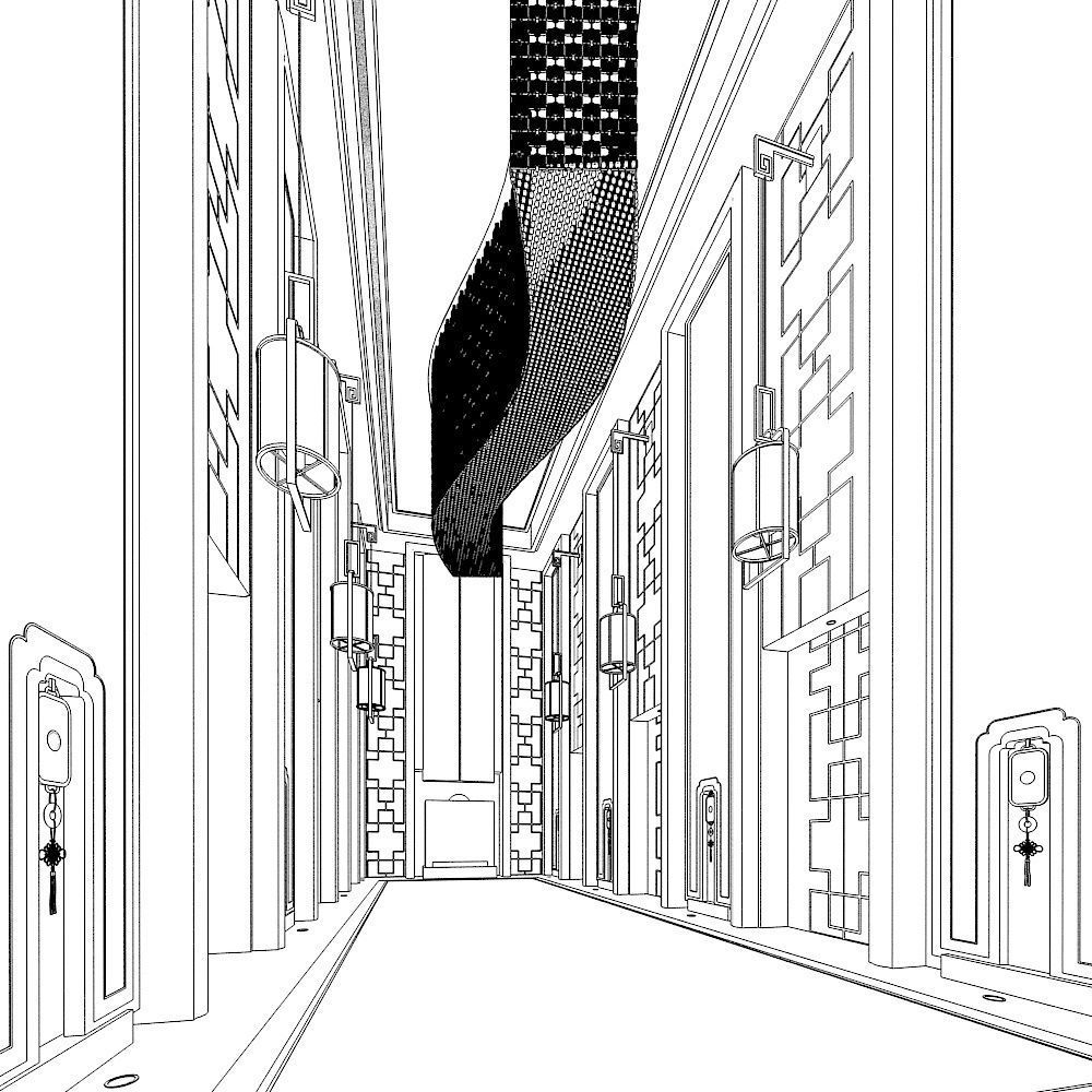 hotel lift lobby 3D model_2