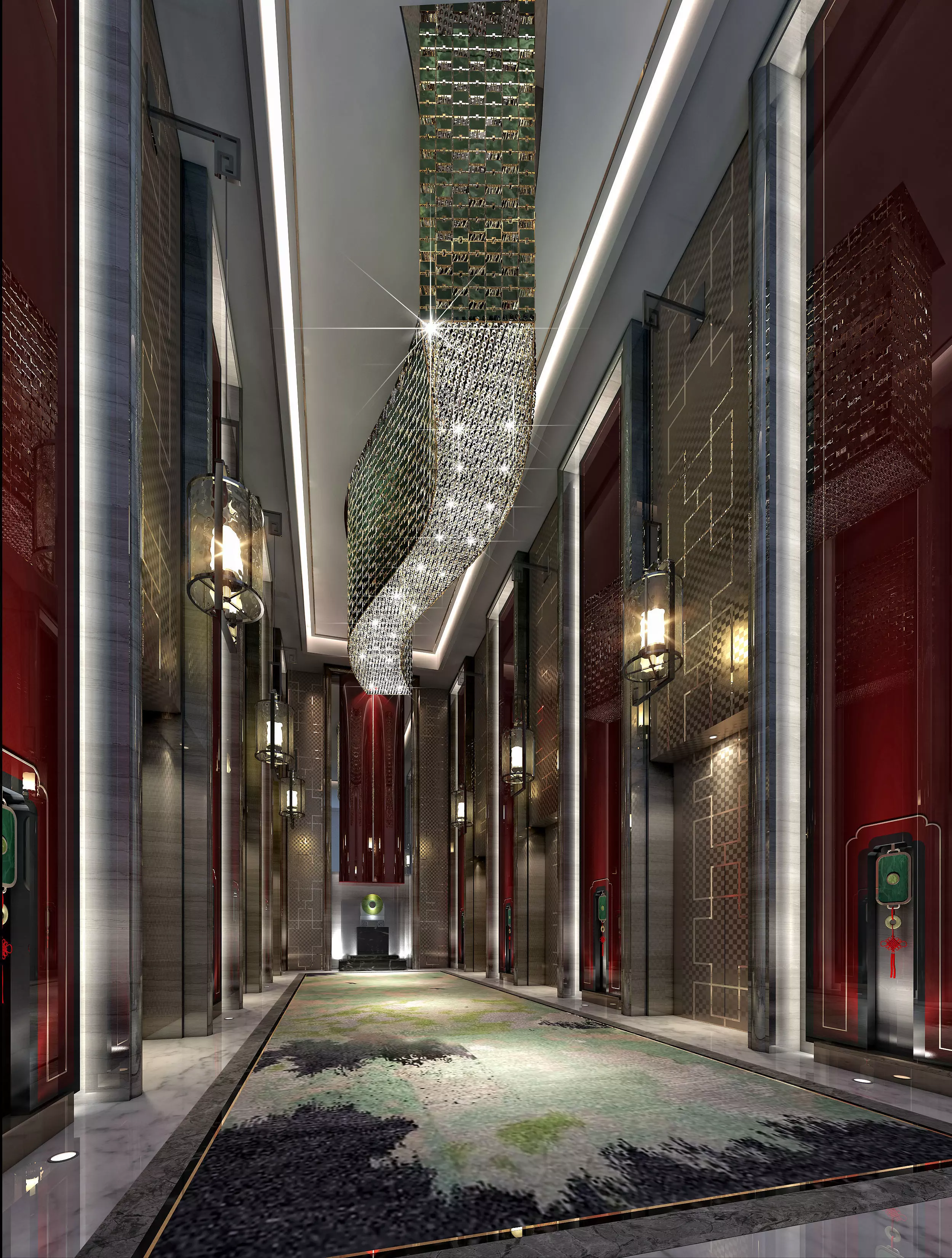 hotel lift lobby 3D model_0