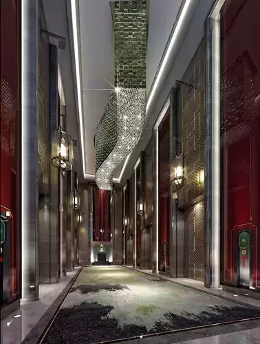 hotel lift lobby 3D model