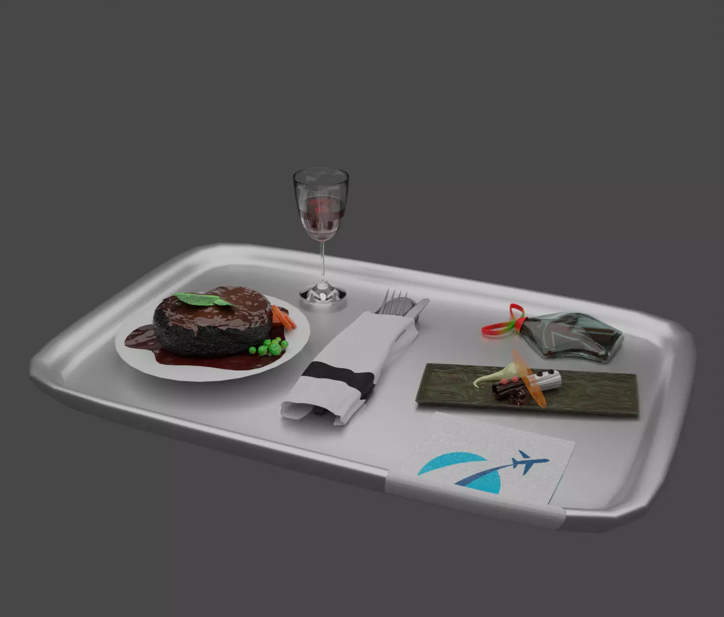 3D Economic Flight Christmas Lunch Dinner Set 3D model