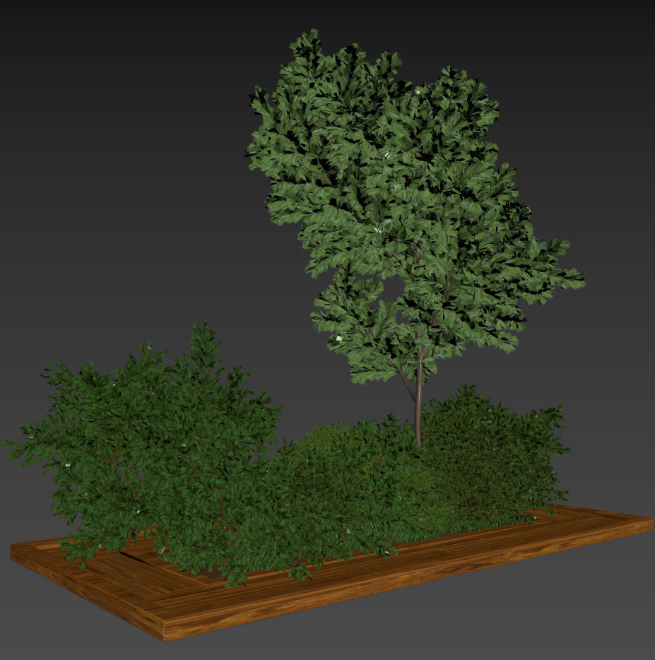 Garden set bush and Tree Set01 3D model_4