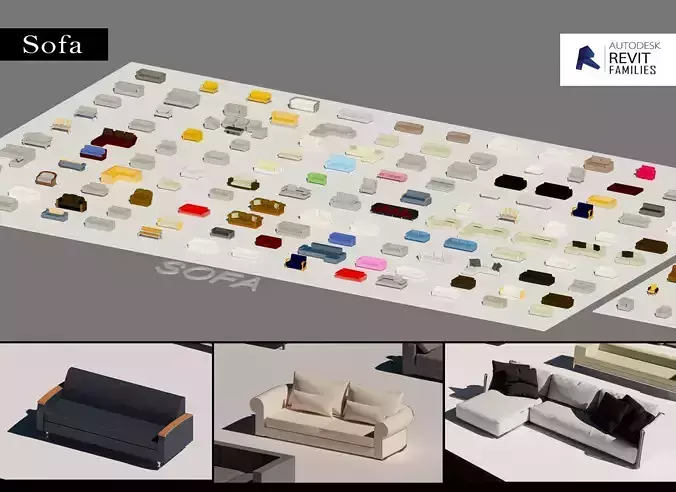 Parametric Revit Families Collection Chair Sofa Office Chair 