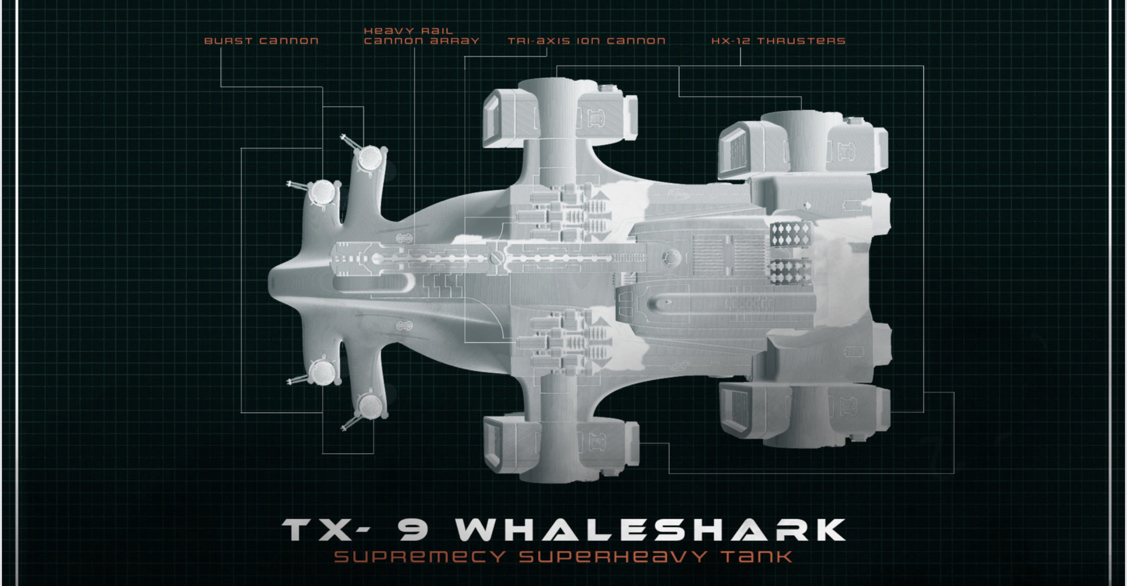 TX-9 WHALESHARK DESTROYER - GREATER GOOD SUPERHEAVY TANK 3D print model_2